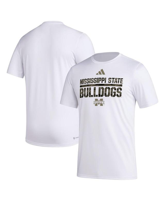 Mens adidas White Mississippi State Bulldogs Military Appreciation Pregame AEROREADY T-Shirt Product Image