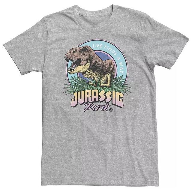 Big & Tall Jurassic Park Life Finds A Way Vibrant Tee, Mens Athletic Grey Product Image