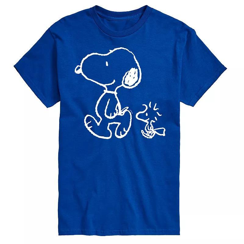 Big & Tall Peanuts Snoopy Woodstock Walk Graphic Tee, Mens Med Blue Product Image