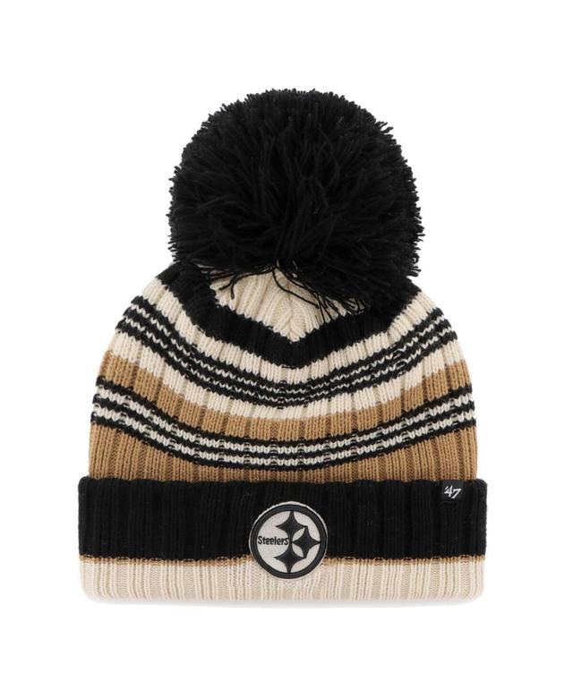 Womens 47 Brand Natural Pittsburgh Steelers Barista Cuffed Knit Hat with Pom Product Image