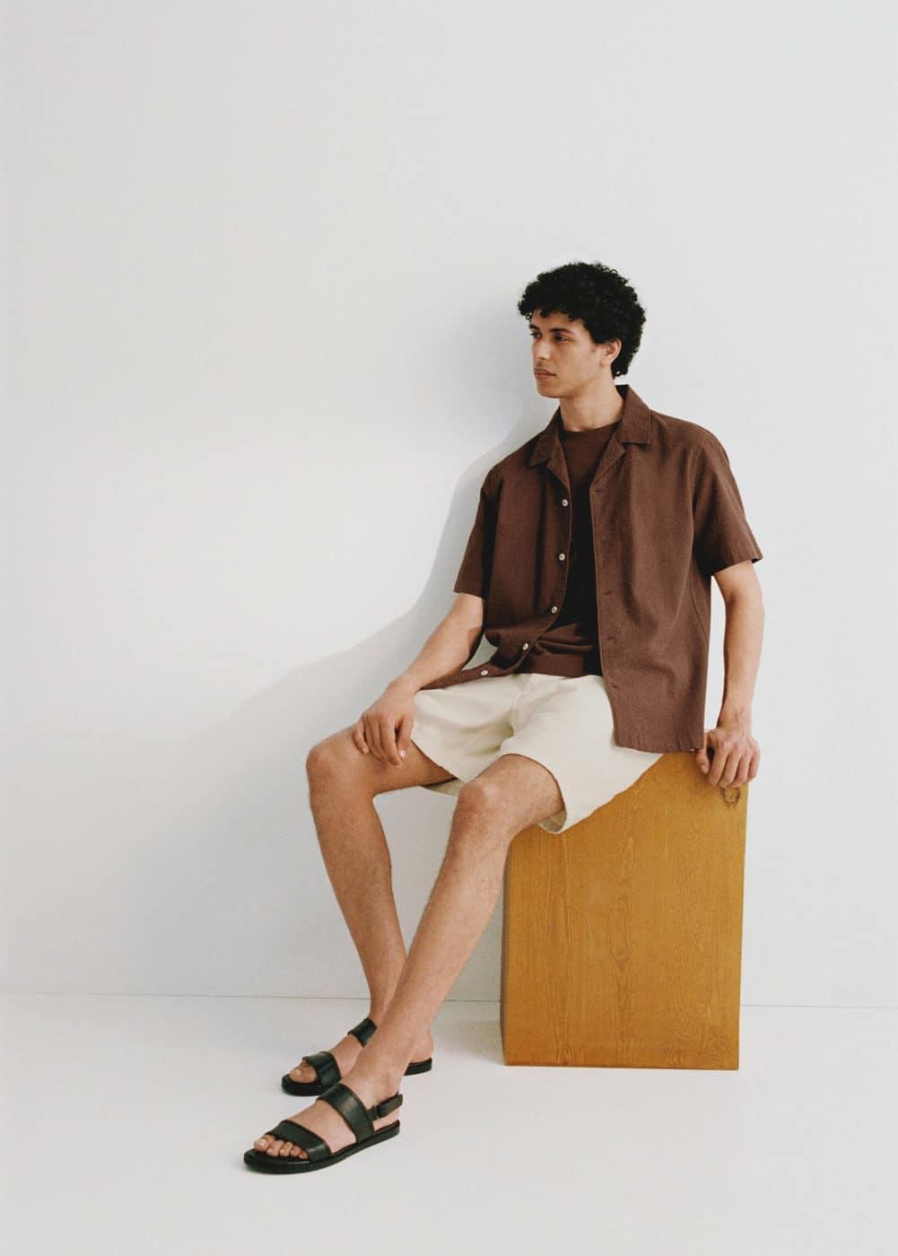 MANGO MAN - Cotton shorts with drawstring off whiteMen Product Image