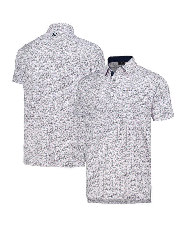 FootJoy Mens White The Players Golf Course Doodle Stretch Pique Polo Product Image