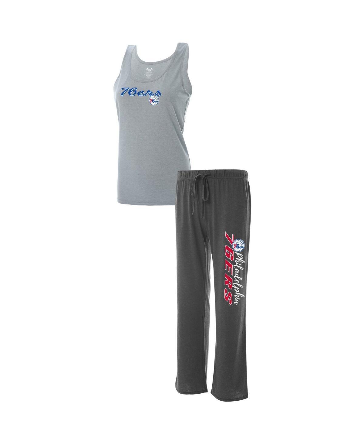 Womens Concepts Sport Heathered Gray/Heathered Charcoal Philadelphia 76ers Plus Size Tank Top & Pants Sleep Set Product Image