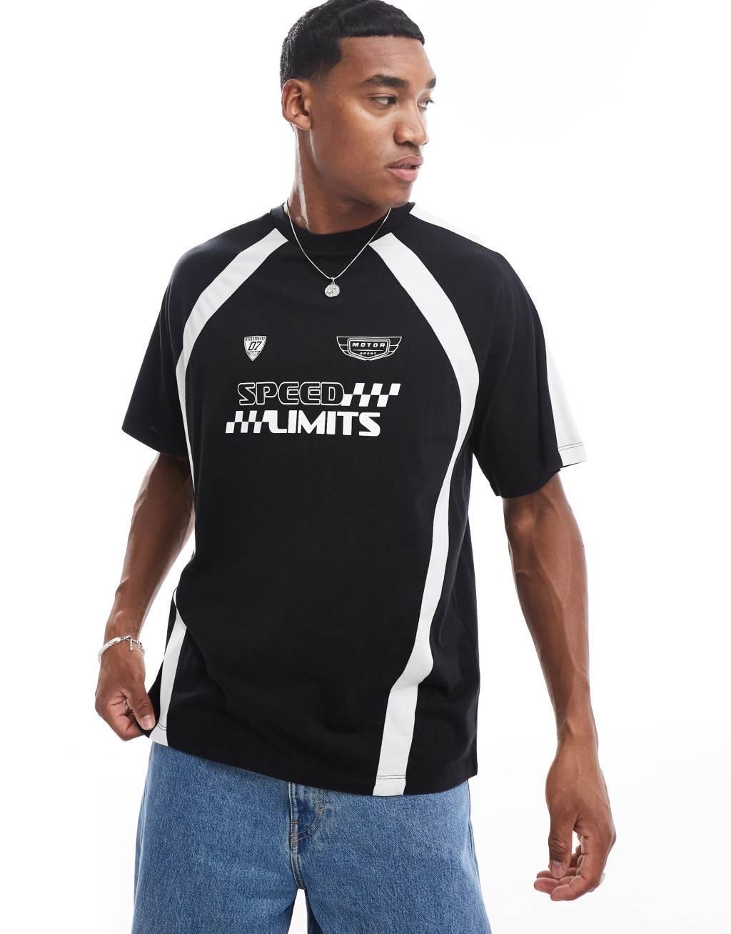 ADPT oversized motorsports t-shirt in black Product Image