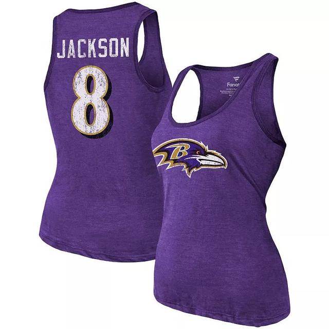 Womens Majestic Threads Heathered Baltimore Ravens Name & Number Tri-Blend Tank Top Product Image