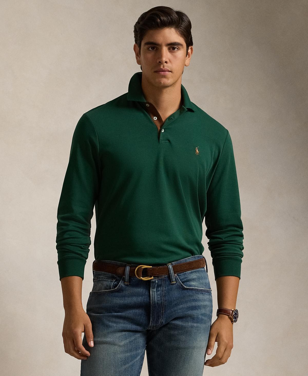 Mens Cotton Interlock Long-Sleeve Polo Shirt Product Image