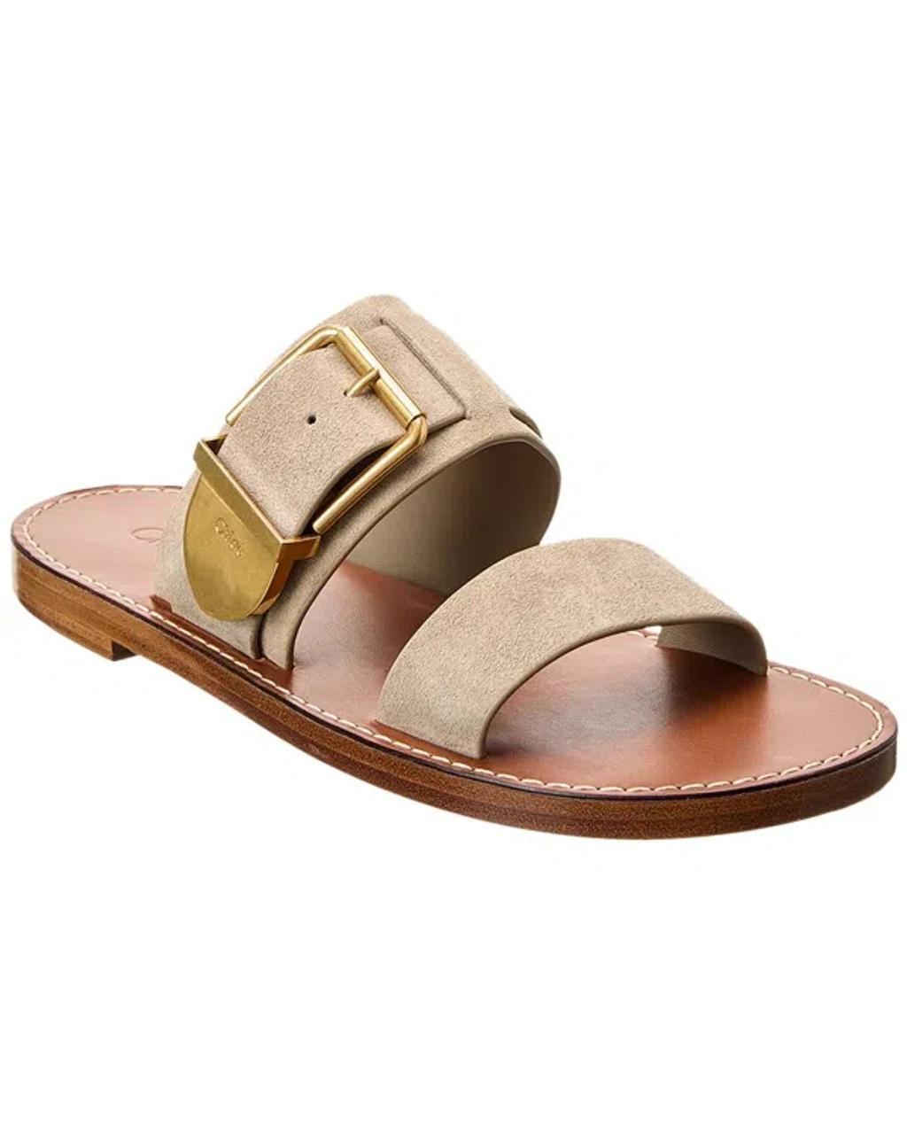 CHLOÉ Rebecca Suede Sandals In Beige Product Image