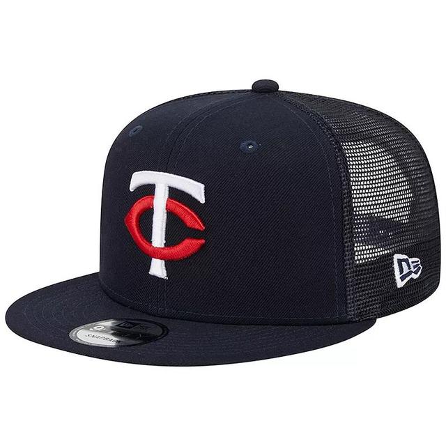 Mens New Era Navy Minnesota Twins Team Color Trucker 9FIFTY Snapback Hat Product Image