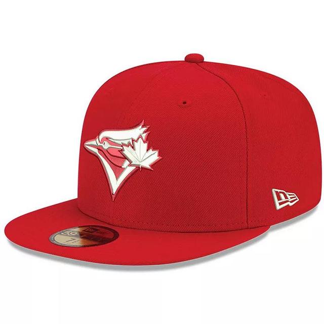 Mens New Era Red Toronto Blue Jays White Logo 59FIFTY Fitted Hat Product Image