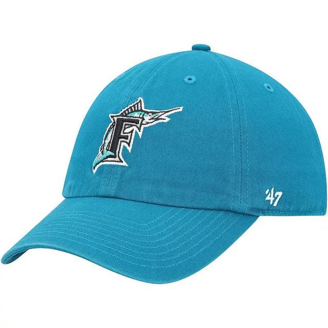 Mens 47 Teal Florida Marlins Cooperstown Collection Clean Up Adjustable Hat Product Image