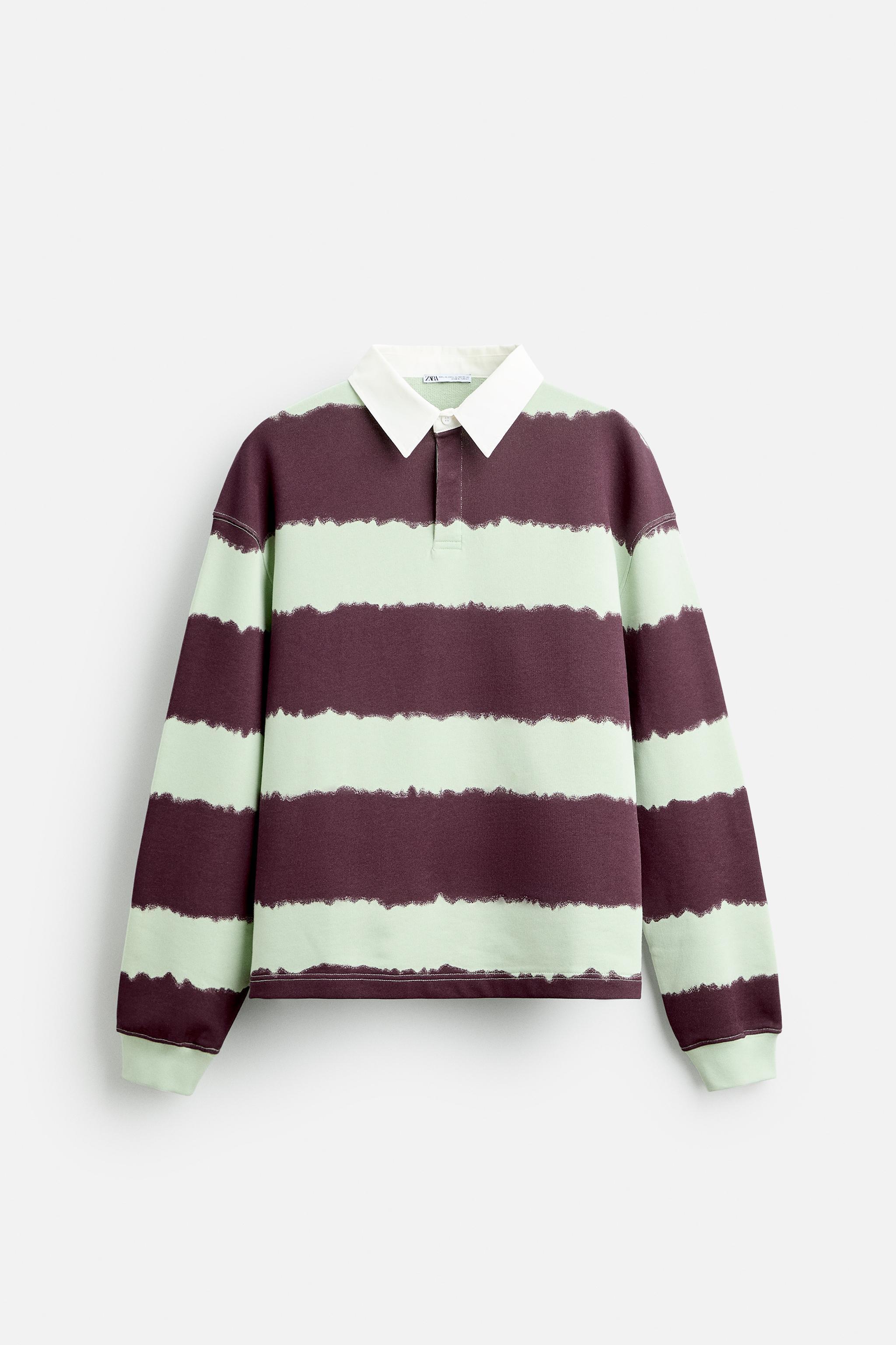 STRIPED TIE-DYE PRINT POLO SHIRT Product Image