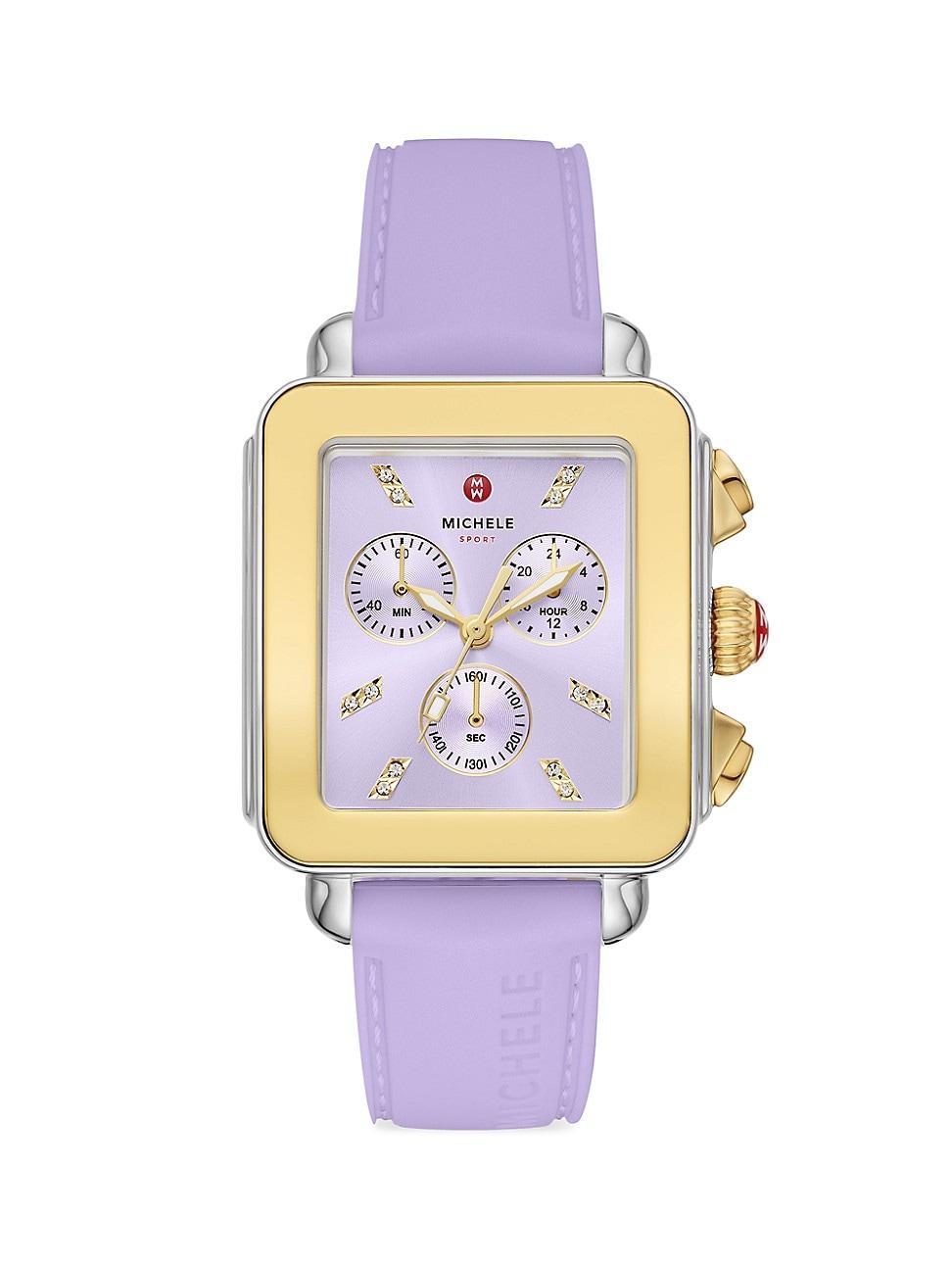 Womens Deco Sport Gold-Tone White Silicone Watch Product Image