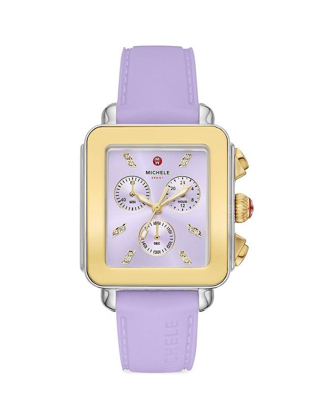 Womens Deco Sport Gold-Tone White Silicone Watch Product Image