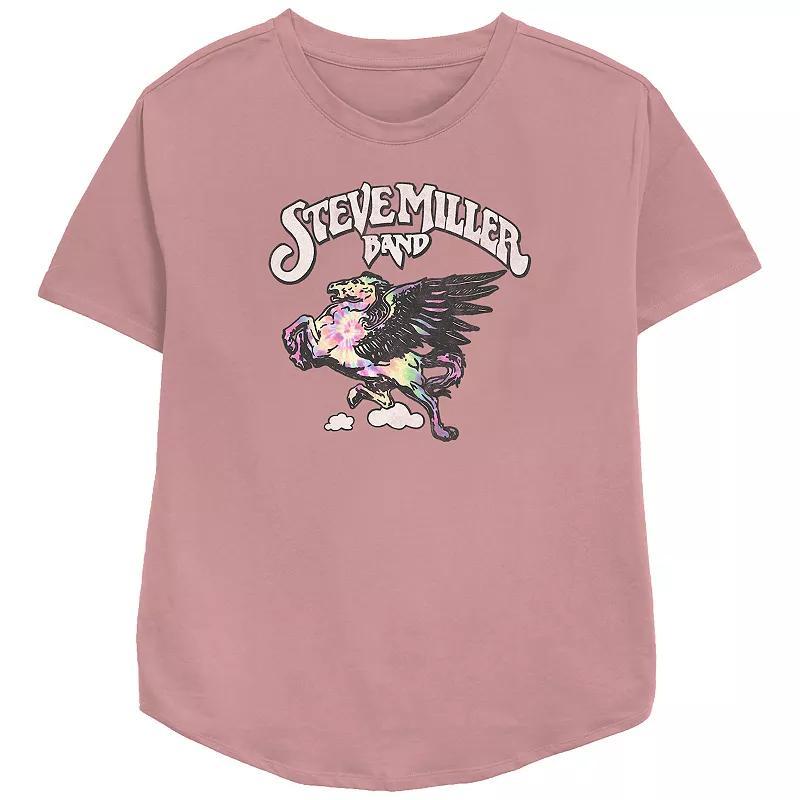 Womens Steve Miller Band Tie Dye Pegasus Logo Clouds Relaxed Fit Graphic Tee, Girls Pink Product Image