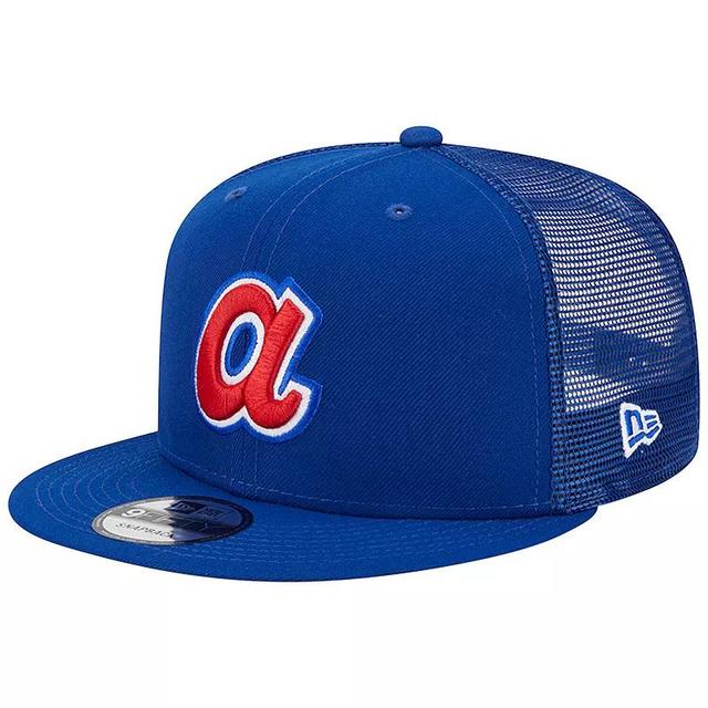 Mens New Era Royal Atlanta Braves Cooperstown Collection Team Color Trucker 9FIFTY Snapback Hat Product Image