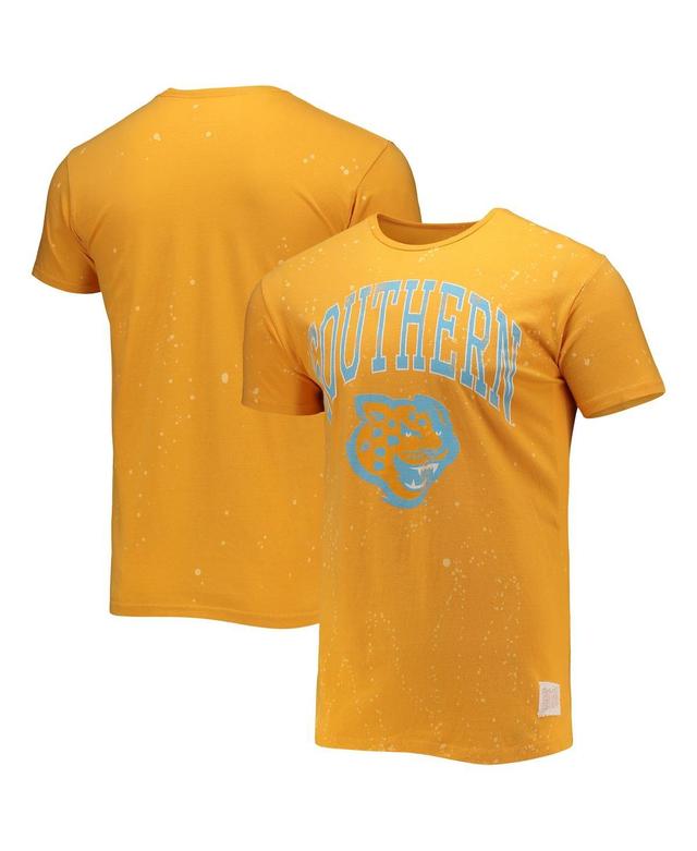 Mens Original Retro Brand Gold Southern University Jaguars Bleach Splatter T-shirt Product Image