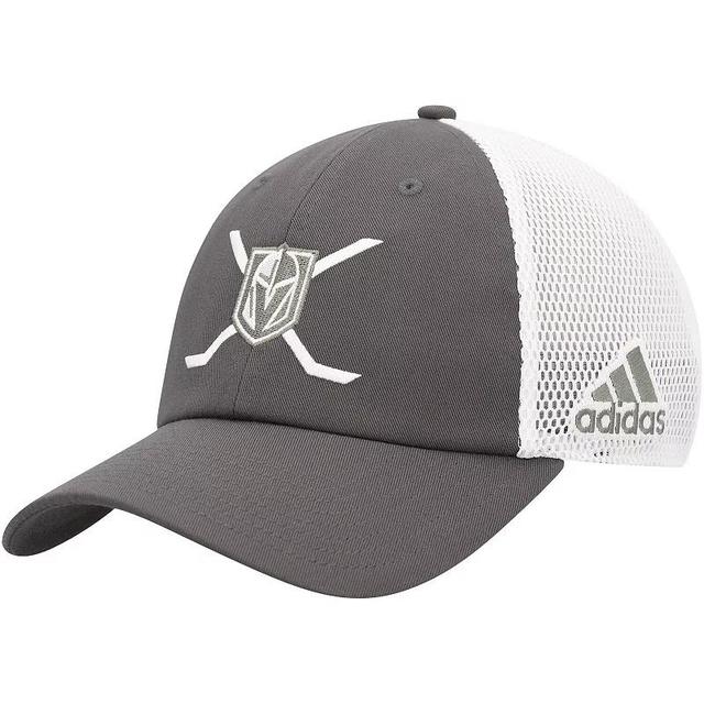 Mens adidas Gray/White Vegas Golden Knights Cross Sticks Trucker Adjustable Hat Product Image