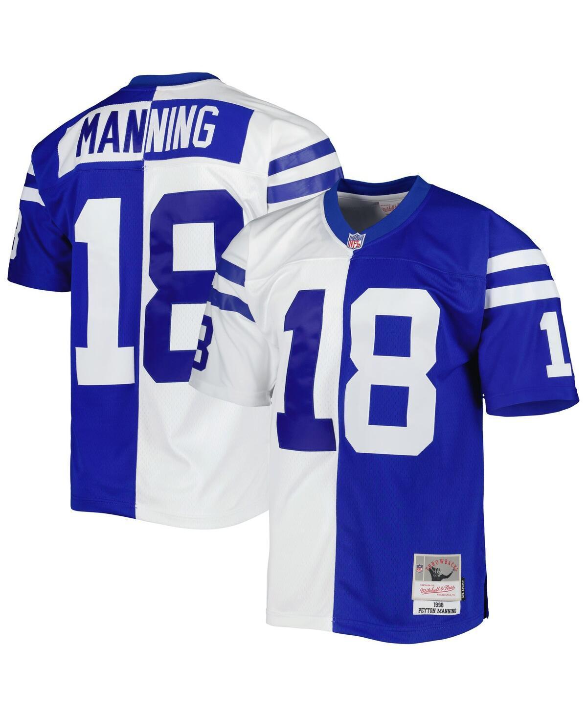 Mens Mitchell & Ness Peyton Manning Royal, White Indianapolis Colts 1998 Split Legacy Replica Jersey - Royal, White Product Image