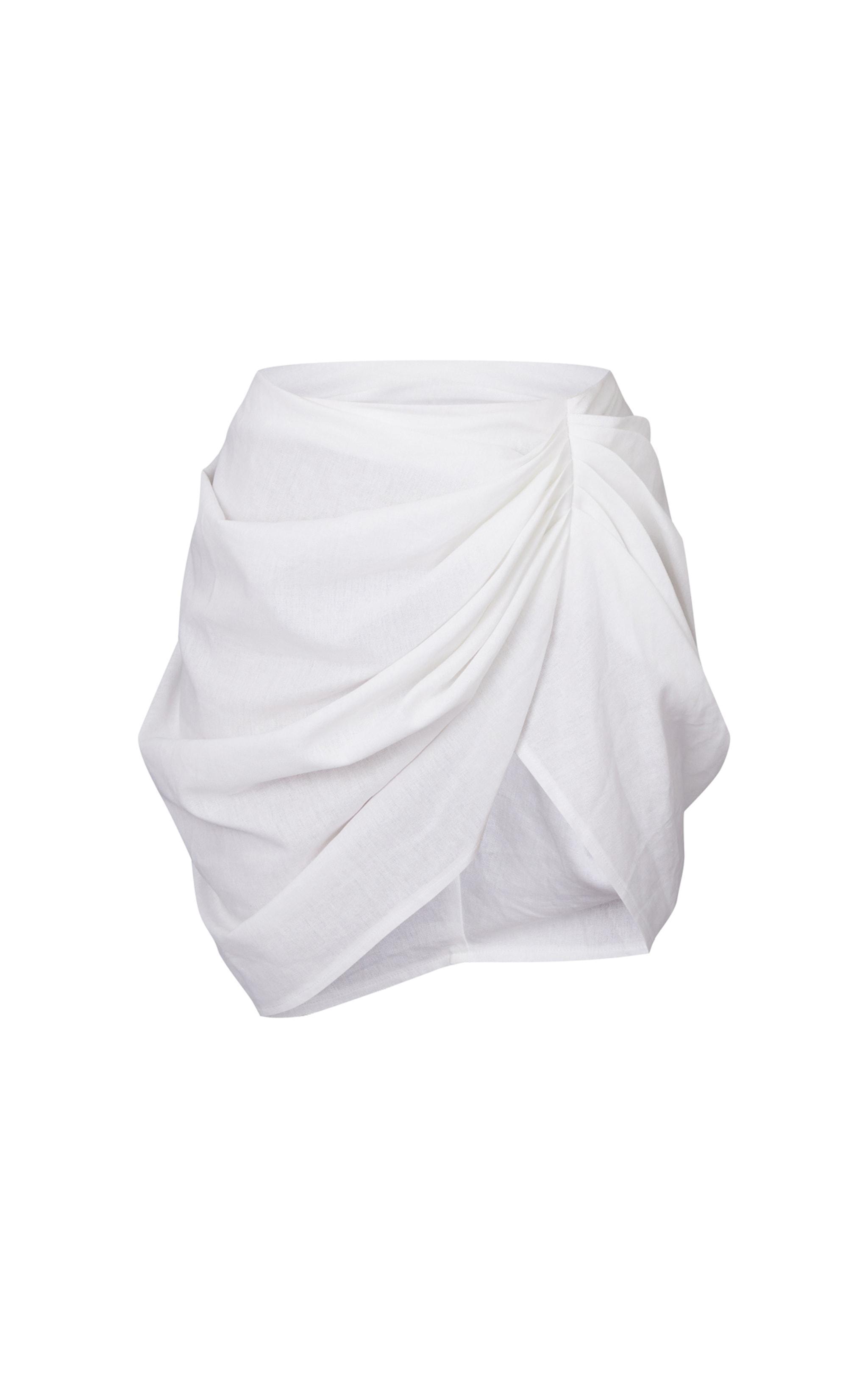 Cream Gathered Mini Skirt Product Image