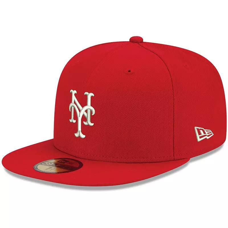 Mens New Era New York Mets White Logo 59FIFTY Fitted Hat Product Image