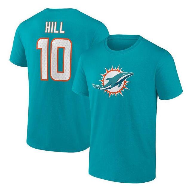 Mens Fanatics Branded Tyreek Hill Aqua Miami Dolphins Player Icon Name & Number T-Shirt Turquoise A Product Image