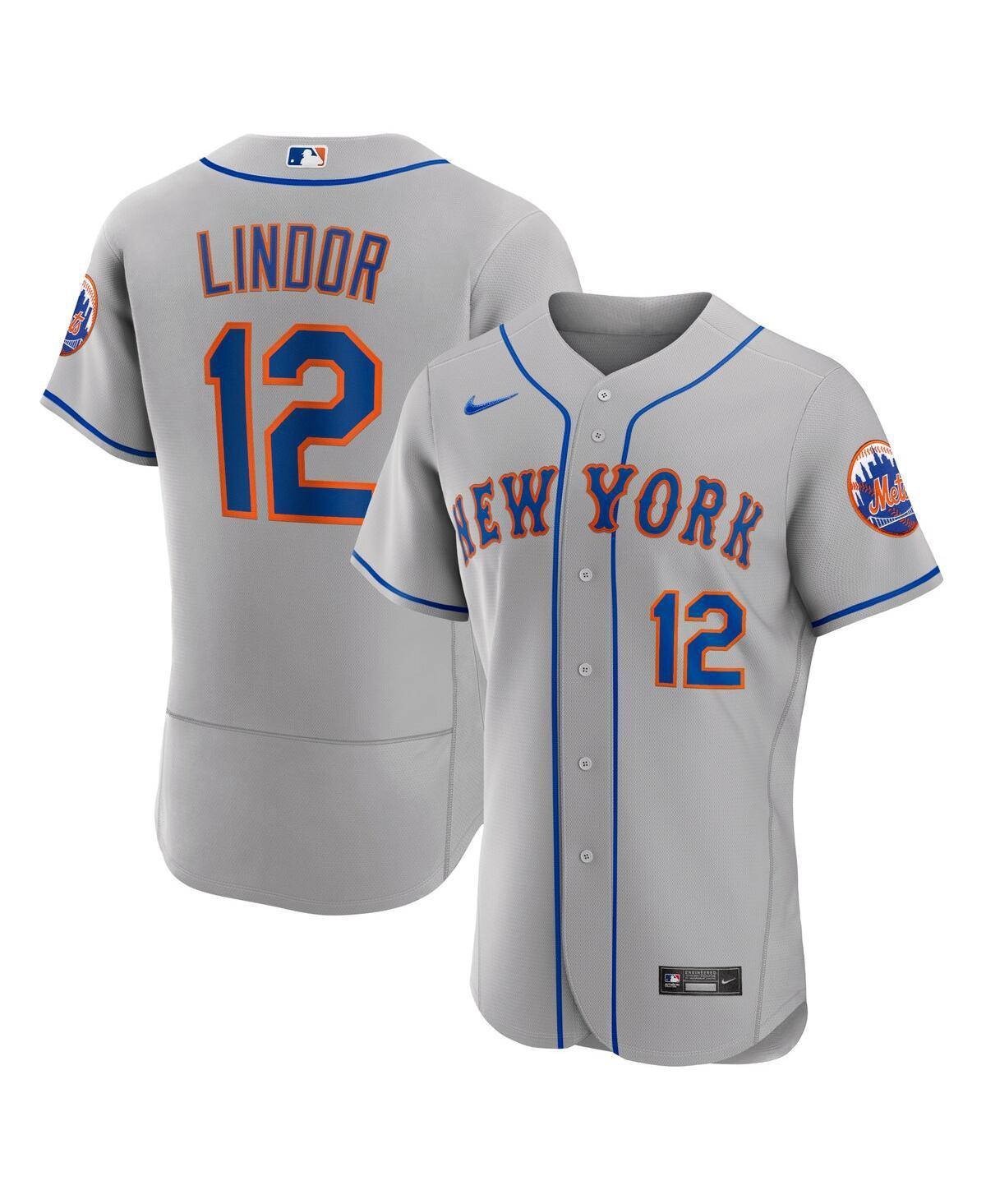 Mens Nike Francisco Lindor Gray New York Mets Road Authentic Player Jersey - Gray Product Image