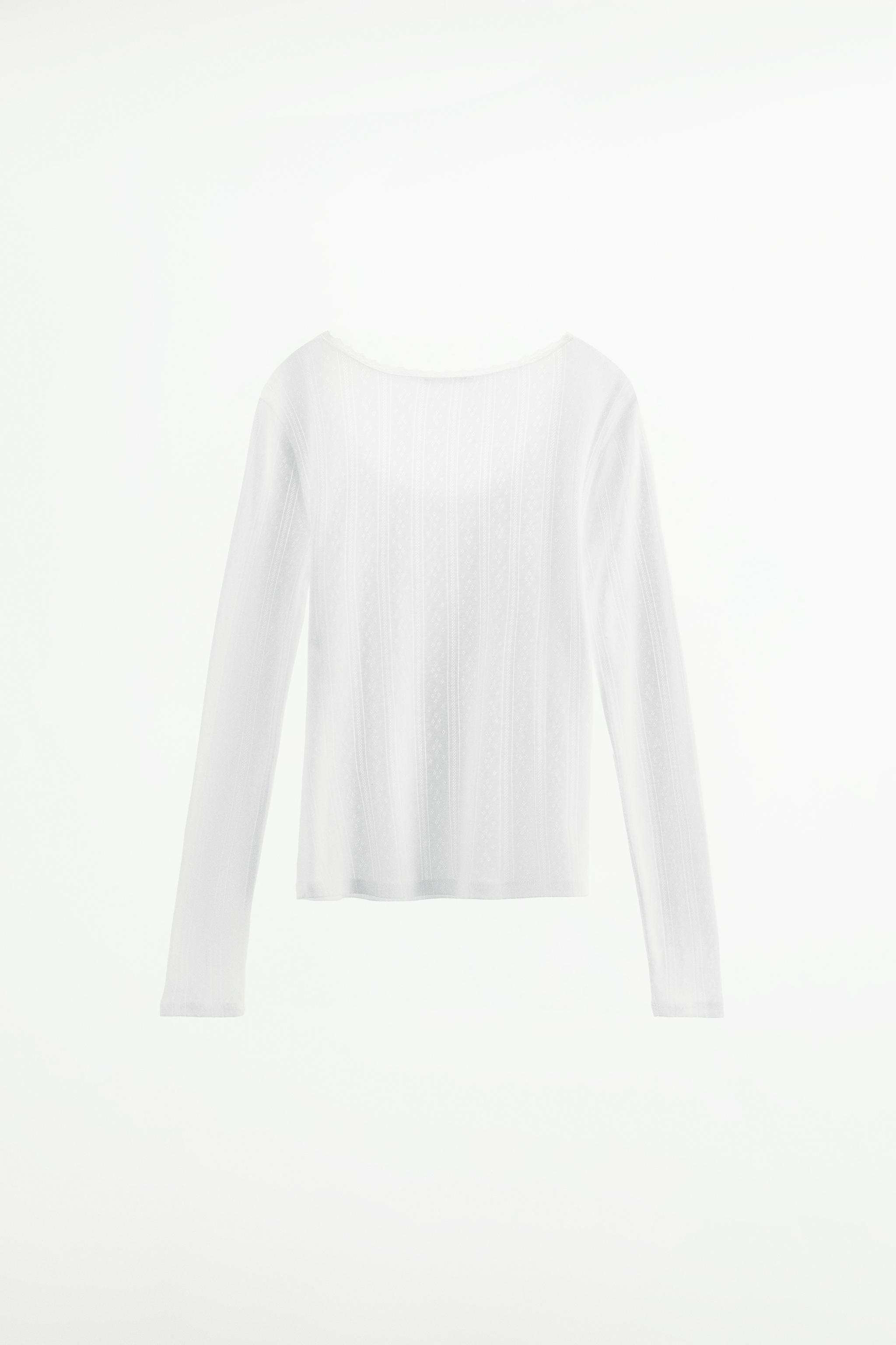 LACE TRIM POINTELLE T-SHIRT Product Image