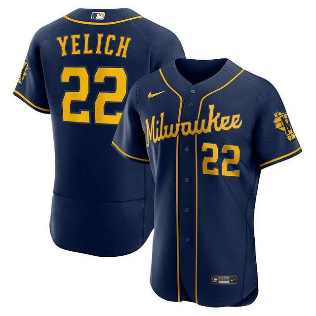 Mens Nike Christian Yelich Milwaukee Brewers 50th Season Alternate Authentic Player Jersey Blue Product Image