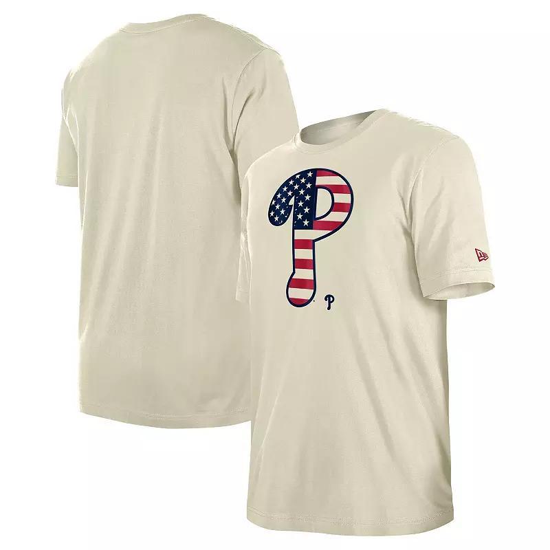 Mens New Era Cream Philadelphia Phillies 4th of July Flag Fill T-Shirt Product Image