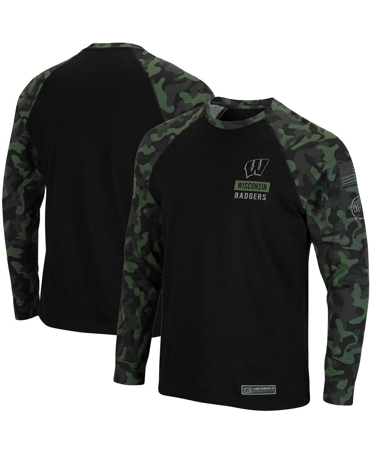 Mens Black Wisconsin Badgers Oht Military-Inspired Appreciation Camo Raglan Long Sleeve T-shirt Product Image