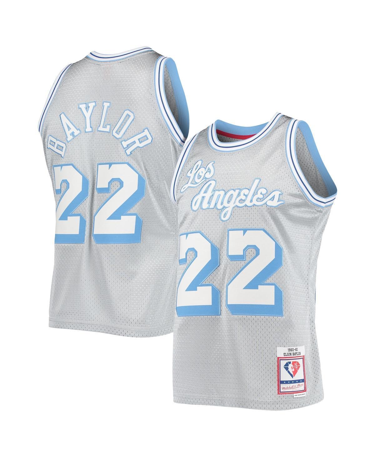 Mens Mitchell & Ness Elgin Baylor Silver Los Angeles Lakers 75th Anniversary 1960-61 Hardwood Classics Swingman Jersey - Silver Product Image