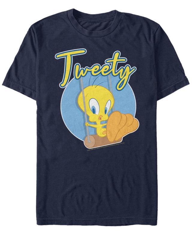 Mens Looney Tunes Tweety Swing Portrait Tee Blue Product Image