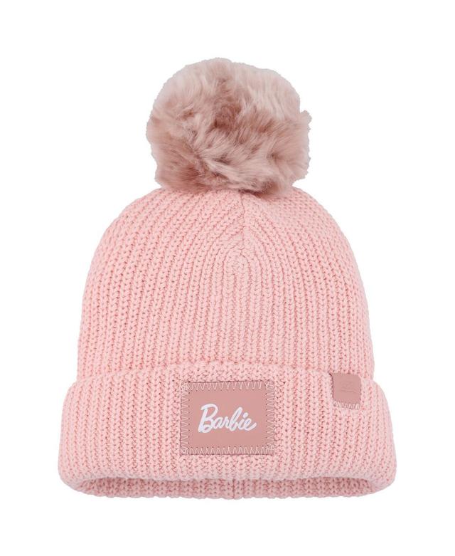 Womens Love Your Melon Pink Barbie Satin Lined Cuffed Knit Hat with Pom Product Image