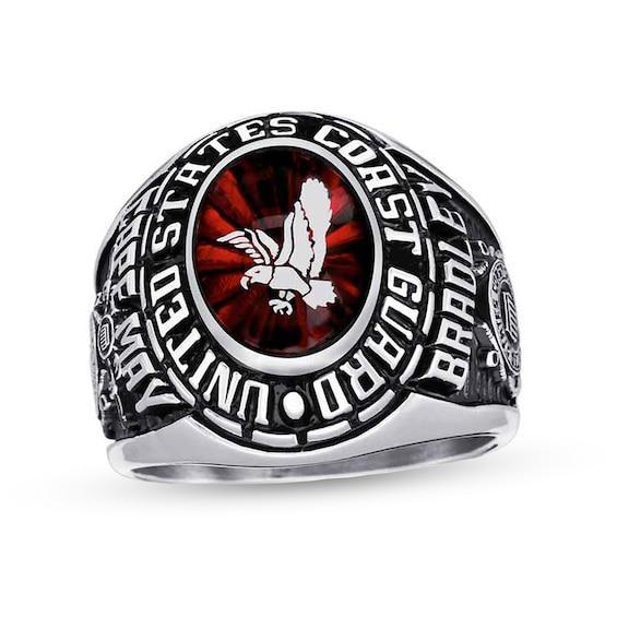 Men's Engravable Military Ring by ArtCarved (1 Stone) Product Image