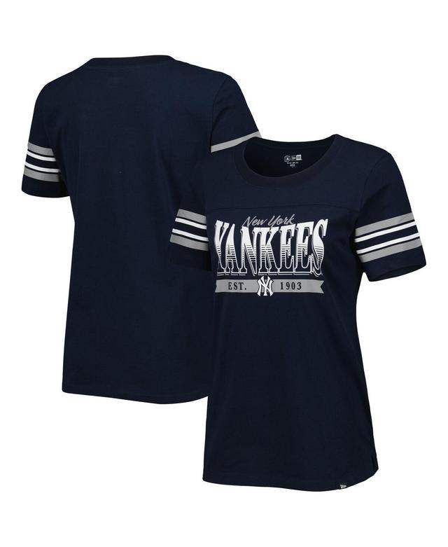 Womens New Era Navy New York Yankees Team Stripe T-shirt Product Image