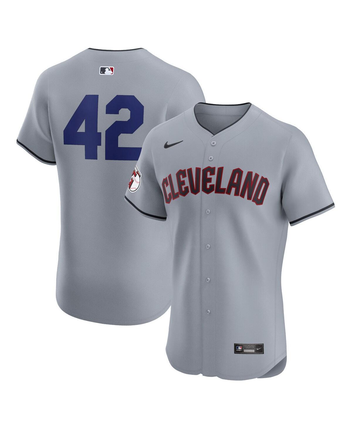 Mens Nike Gray Cleveland Guardians Road 2024 Jackie Robinson Day Elite Jersey Product Image