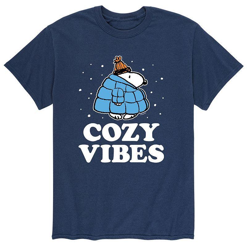 Mens Peanuts Snoopy Cozy Vibes Tee Blue Product Image