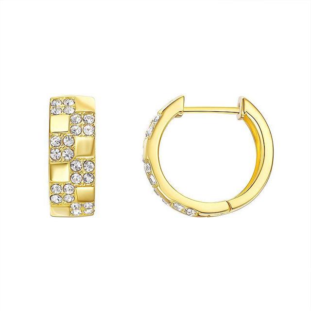 Chrystina Crystal Checkerboard Gold Tone Huggie Hoop Earrings, Womens, Yellow Gold Tone Product Image