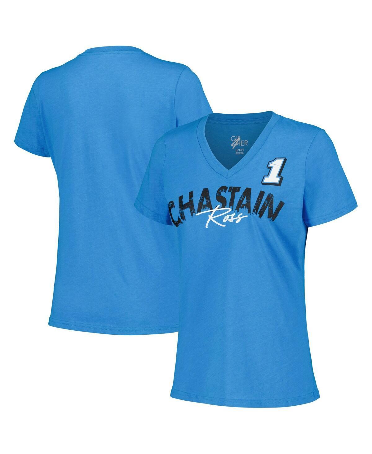 Womens G-iii 4Her by Carl Banks Light Blue Distressed Ross Chastain Key Move V-Neck T-shirt Product Image