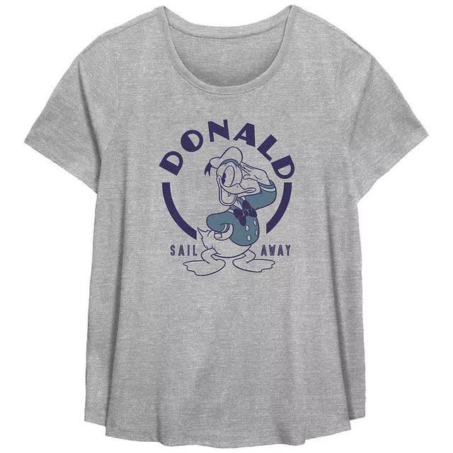 Disneys Donald Duck Sail Away Plus Size Flowy Graphic Tee, Womens Grey Gray Product Image