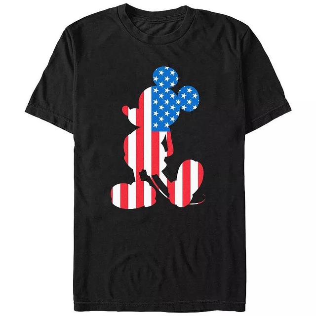 Disneys Mickey Mouse USA Flag Filled Silhouette Big & Tall Graphic Tee, Mens Product Image