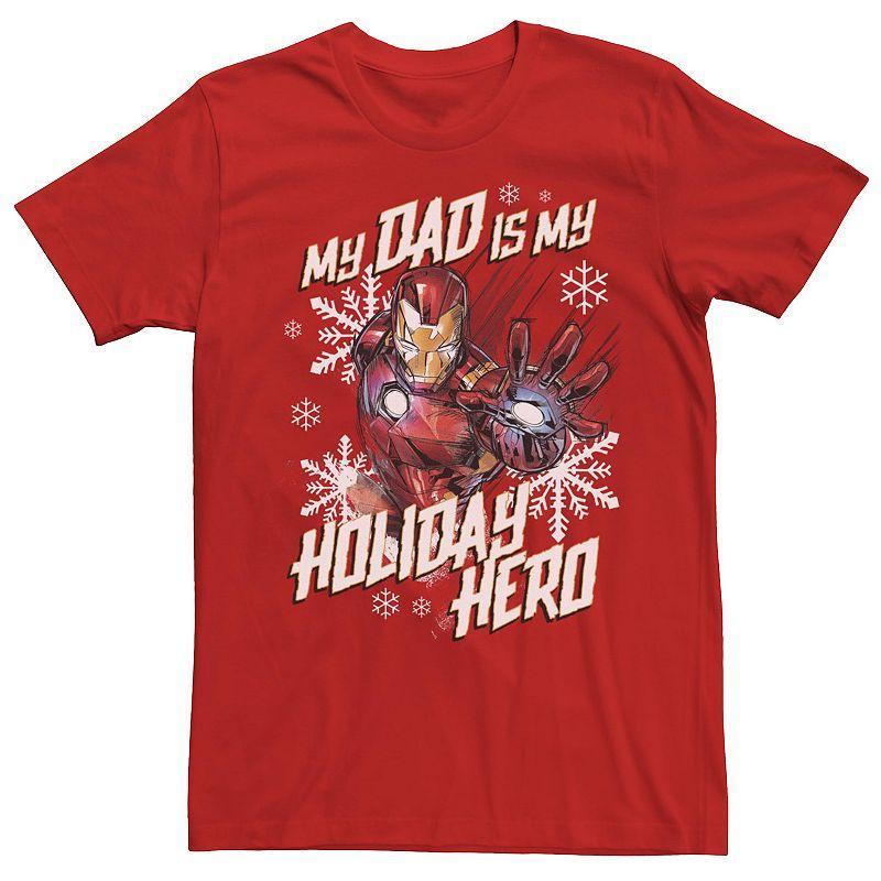 Mens Marvel Iron Man My Dad Is My Holiday Hero Portrait Tee Red Product Image