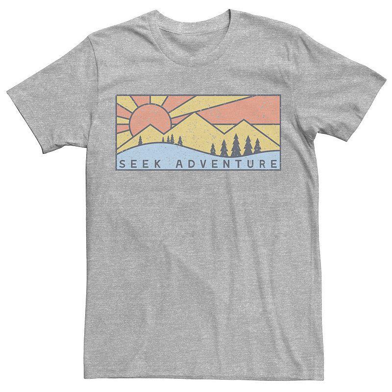 Mens Seek Adventure Graphic Sunset Mountain Scene Tee, Boys Med Grey Product Image