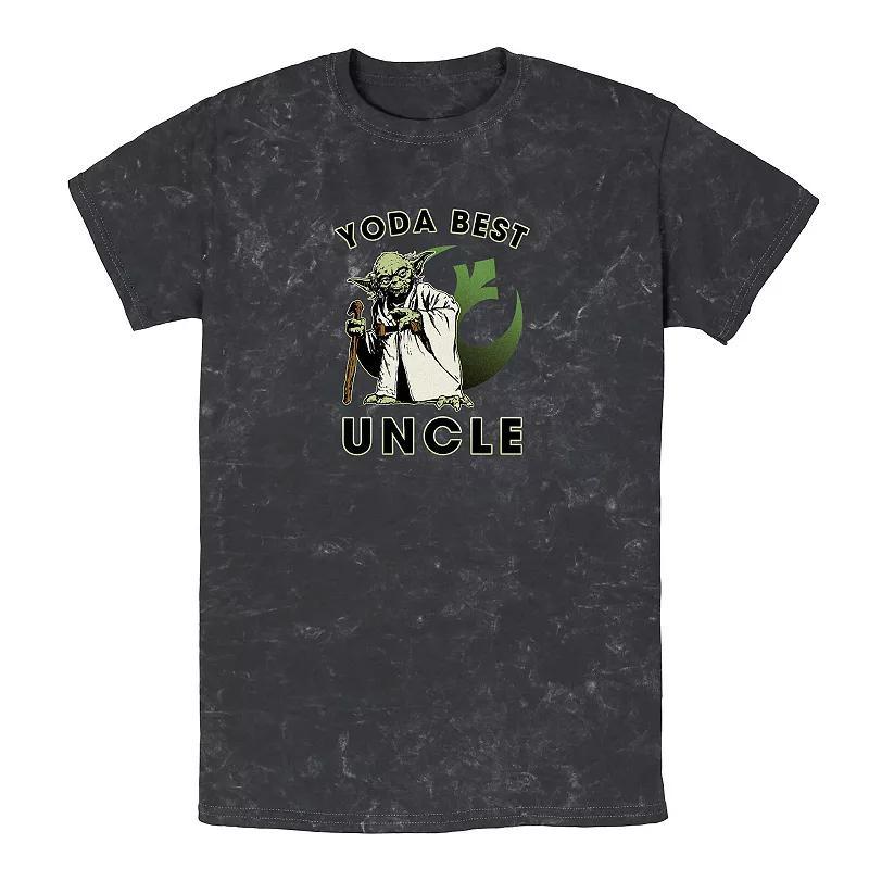 Mens Star Wars Yoda Best Uncle Rebel Logo Mineral Wash Graphic Tee Product Image