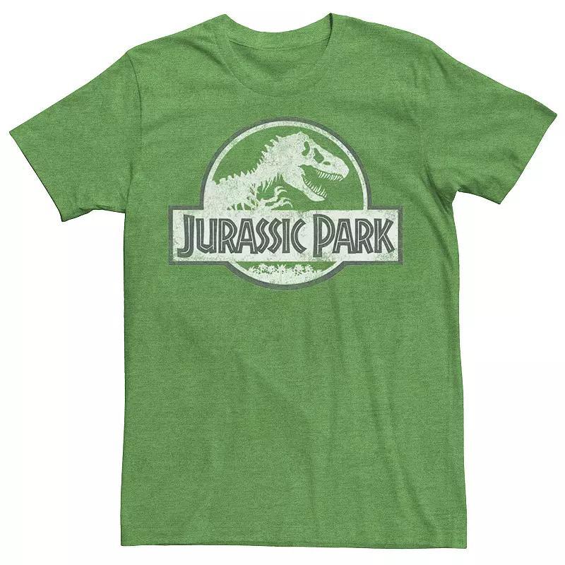 Mens Jurassic Park White Distressed Circle Logo Graphic Tee Navy Grey Product Image