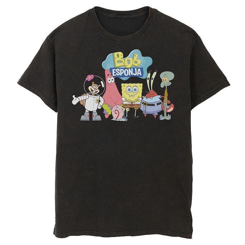 Mens Nickelodeon SpongeBob SquarePants Bob Esponja Happy Group Shot Graphic Tee Product Image