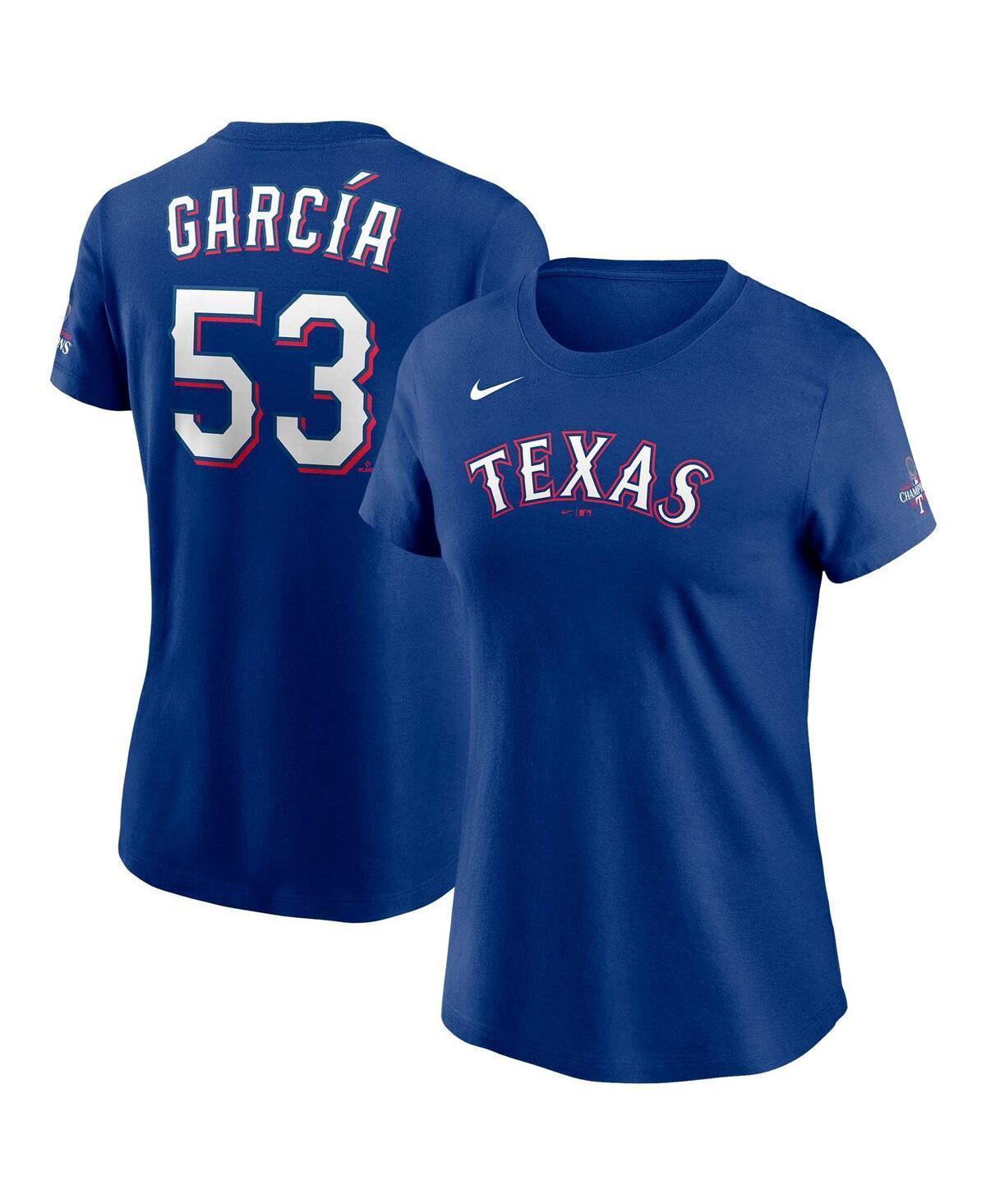 Womens Nike Adolis Garcia Royal Texas Rangers 2023 World Series Champions Name and Number T-shirt Product Image