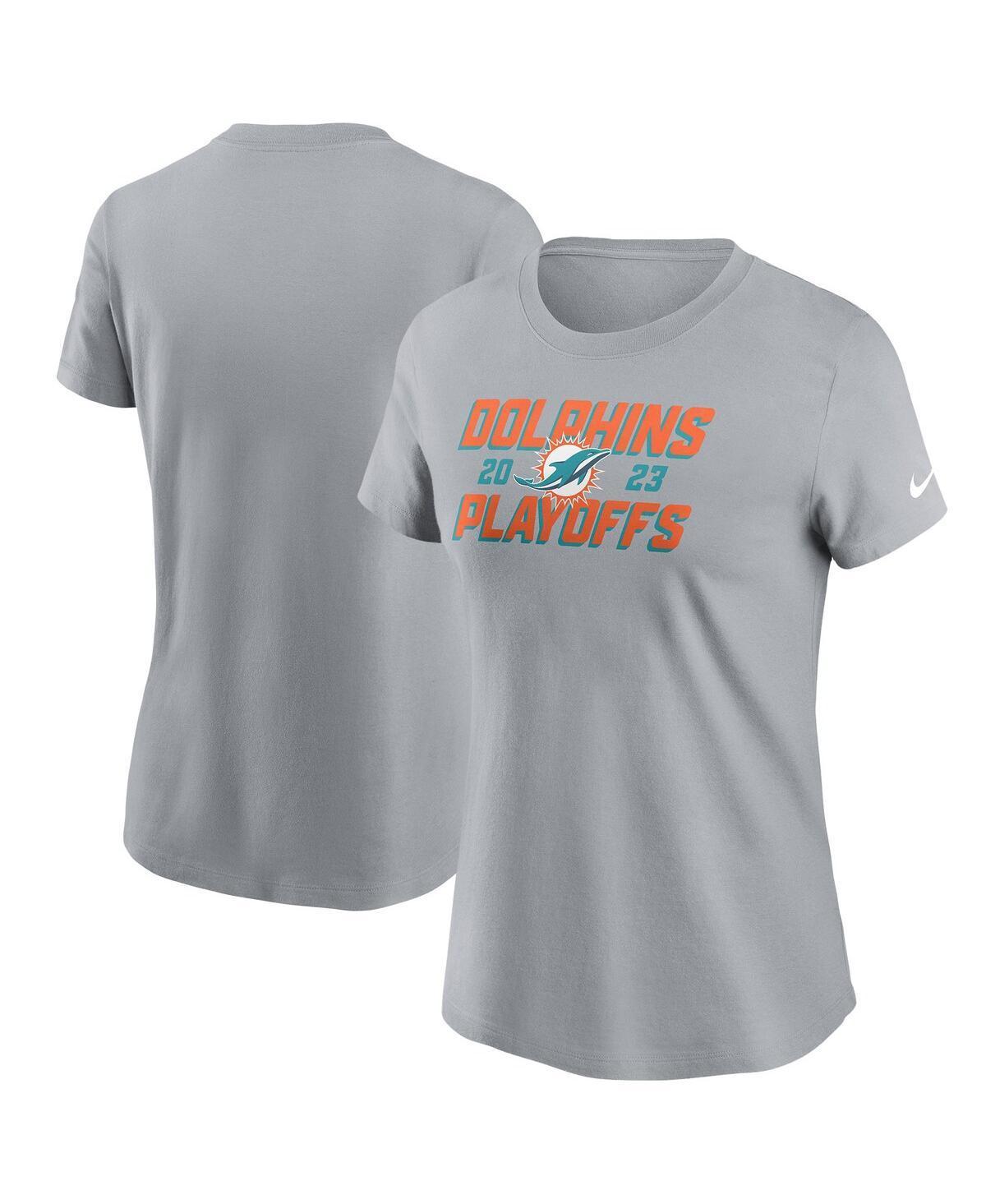 Nike Womens Gray Miami Dolphins 2023 Nfl Playoffs Iconic T-Shirt Product Image