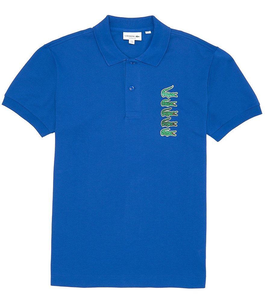 Lacoste Pique Stacked Croc Logo Short Sleeve Polo Shirt Product Image