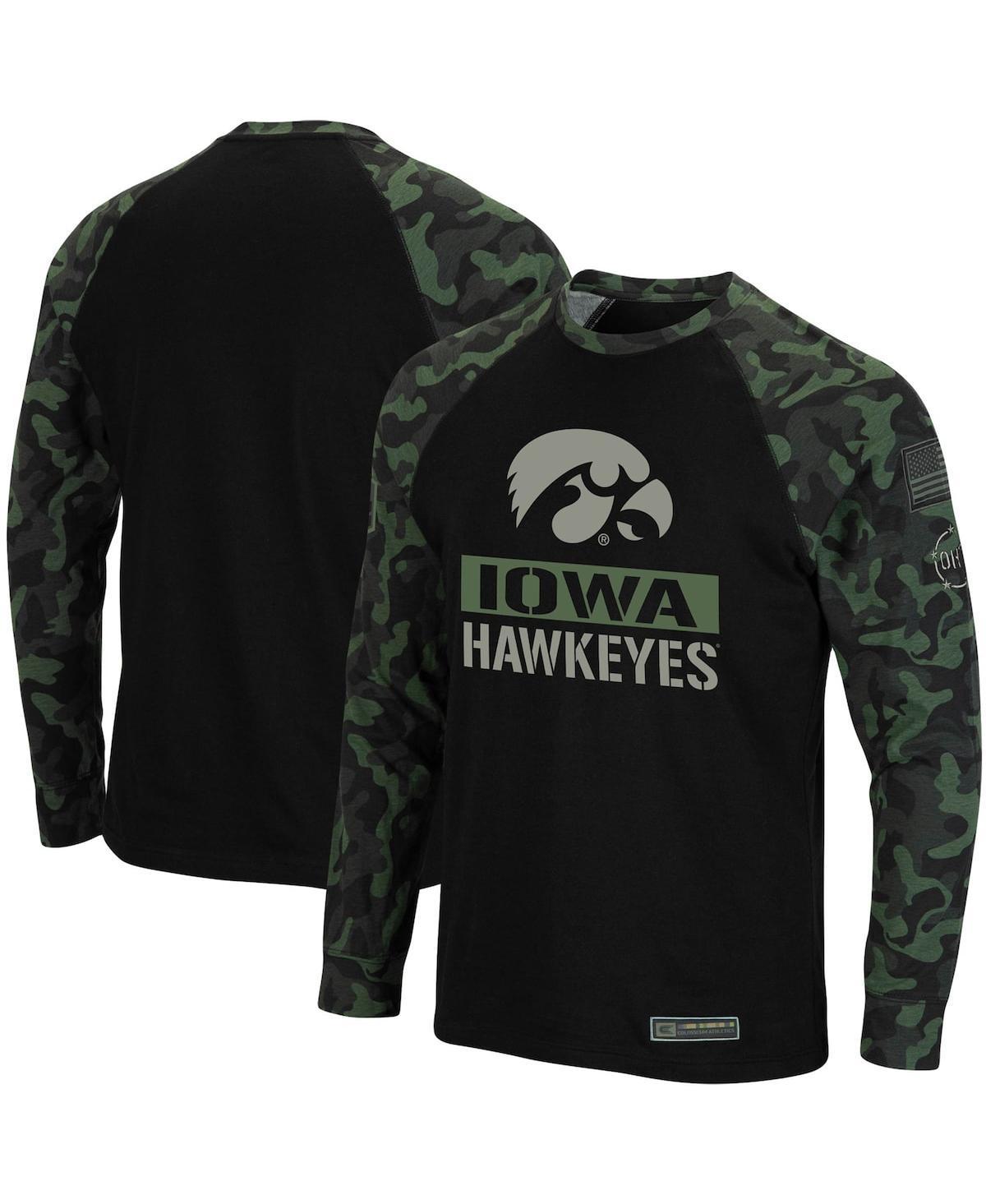 Mens Colosseum Black Iowa Hawkeyes Oht Military-Inspired Appreciation Big and Tall Raglan Long Sleeve T-shirt - Black Product Image